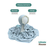 Baby Premium Stretchy Poly Cotton Wrap with Bonnet SR094 | NB | Sky